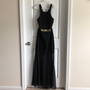 Black and gold express evening gown